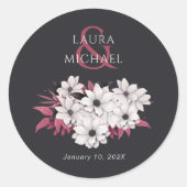 ブラックエレガントマゼンタフローラ ラウンドシール (正面)