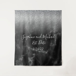 ブラックエレガントマーブルタペストリー タペストリー