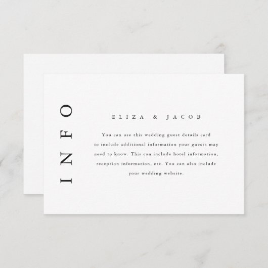 ブラックエレガントミニマルス結婚ゲスト詳細 出欠カード (正面/裏面)