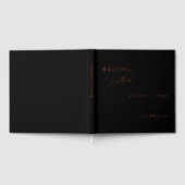 ブラックエレガントミニマル結婚リスト箔 ゲストブック (全面)