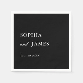 ブラックエレガントミニマル結婚リスト スタンダードカクテルナプキン