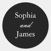 ブラックエレガントミニマル結婚リスト ラウンドシール (正面)
