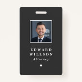 ブラックエレガントミニマルIDバーコードビジネス バッジ (正面)
