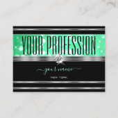 ブラックエレガントミントグリーングリッターダイヤモンドシルバー 名刺 (正面)