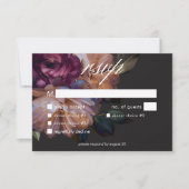 ブラックエレガントムーディーフローラ結婚ズ3ディナー 出欠カード (正面)