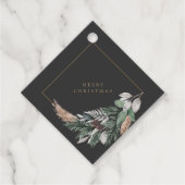 ブラックエレガントメリークリスマスに緑のリース フェイバータグ (正面)