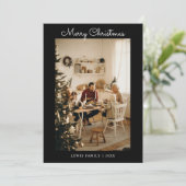 ブラックエレガントメリークリスマスファミリー5枚フォトカード シーズンカード (スタンド正面)