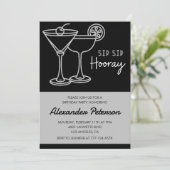 ブラックエレガントメンズカクテル96歳の誕生日 招待状 (スタンド正面)