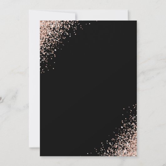 ブラックエレガントモダンバラ金ゴールドスウィート16誕生日 招待状 (裏面)