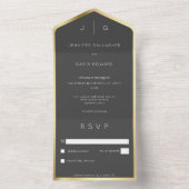 ブラックエレガントモノグモダンラムディナー オールインワン招待状 (内側)