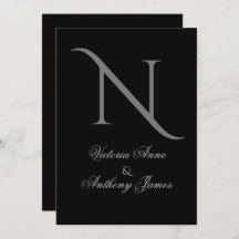 ブラックエレガントモノグラムイニシャル結婚ズ