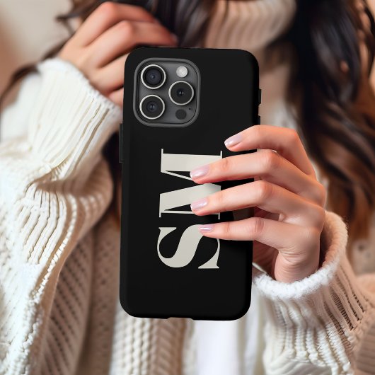 ブラックエレガントモノグラムイニシャル Case-Mate iPhoneケース