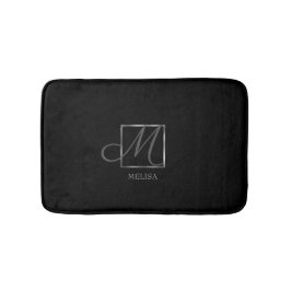 ブラックエレガントモノグラムデザイン バスマット