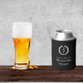 ブラックエレガントモノグラムリース結婚ズ 缶クーラー