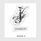 ブラックエレガントモノグラム名iPadカバー シール (シート)