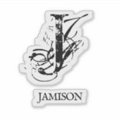 ブラックエレガントモノグラム名iPadカバー シール (正面)