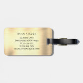 ブラックエレガントモノグラム&名前、ブラシ付き金ゴールド ラゲッジタグ (裏面横)