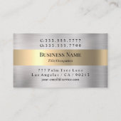 ブラックエレガントモノグラム&名前、ブラッシュシルバー&金ゴールド 名刺 (裏面)