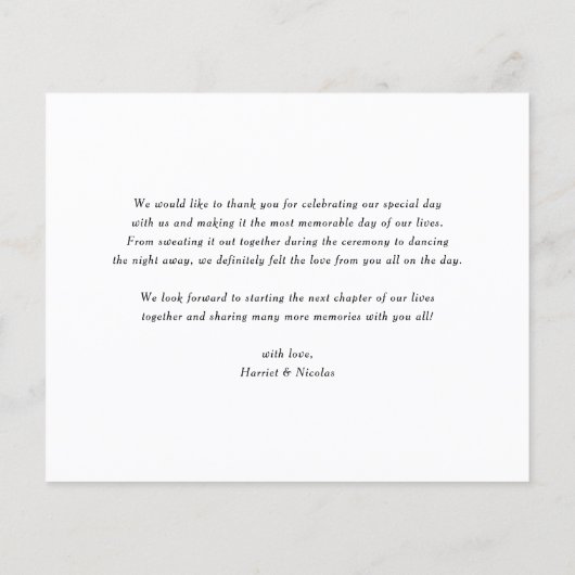 ブラックエレガントモノグ結婚ラムサンキューカード (裏面)