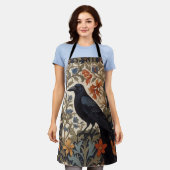 ブラックエレガントレイヴン・ウィリアム・モリスインスパイアフローラ エプロン (着用した状態)