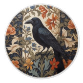 ブラックエレガントレイヴン・ウィリアム・モリスインスパイアフローラ セラミックノブ (正面)