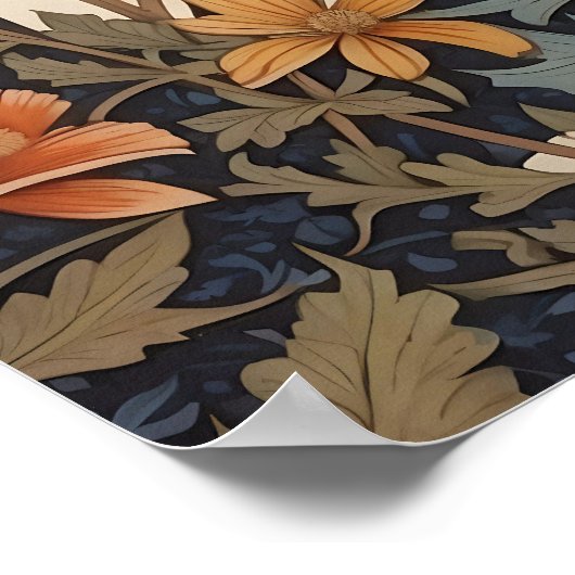 ブラックエレガントレイヴン・ウィリアム・モリスインスパイアフローラ ポスター (角)