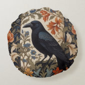 ブラックエレガントレイヴン・ウィリアム・モリスインスパイアフローラ ラウンドクッション (裏面)