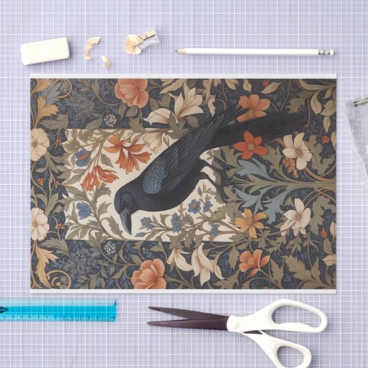 ブラックエレガントレイヴン・ウィリアム・モリスインスパイアフローラ 薄葉紙 (クラフト)