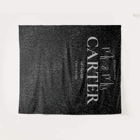 ブラックエレガントレオパード氏とミセス結婚背景 タペストリー (正面(横))