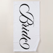 ブラックエレガントレタリングブライド ビーチタオル (正面)
