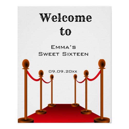 ブラックエレガントレッドカーペットスイート16誕生日へようこそ ポスター (正面)