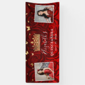 ブラックエレガントレッドローズ金ゴールド誕生日キンセアニェラ 横断幕 (縦)