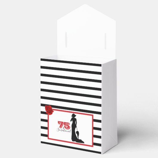 ブラックエレガントレッド75th誕生日パーティーありがとう フェイバーボックス (オープン)