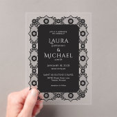 ブラックエレガントレースアクリル結婚式招待状 アクリル招待状 (インサイチュ (ポータブル))