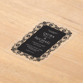 ブラックエレガントレースアクリル結婚式招待状 アクリル招待状 (レイダウン)