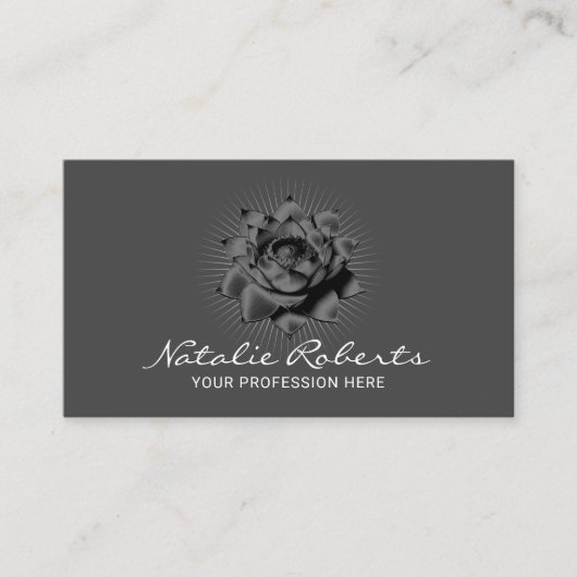 ブラックエレガントロータスフラワー美しいサロン&スパ 名刺 (正面)