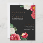 ブラックエレガントヴィンテージフローラ結婚式招待状 招待状 (正面)