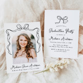 ブラックエレガントヴィンテージボウフォト卒業パーティー 招待状