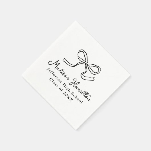 ブラックエレガントヴィンテージボウ卒業 スタンダードカクテルナプキン (角)