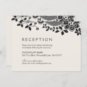 ブラックエレガントヴィンテージレース式レセプション 招待状 (正面/裏面)