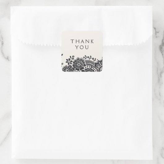 ブラックエレガントヴィンテージレース結婚式の引き出物 スクエアシール (バッグ)