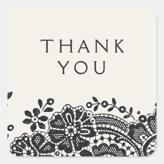 ブラックエレガントヴィンテージレース結婚式の引き出物 スクエアシール (正面)