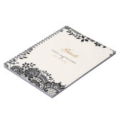 ブラックエレガントヴィンテージレ結婚ースのゲストブック ノートブック (左側)