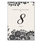 ブラックエレガントヴィンテージレ結婚ースのテーブルカード テーブルナンバー (裏面)