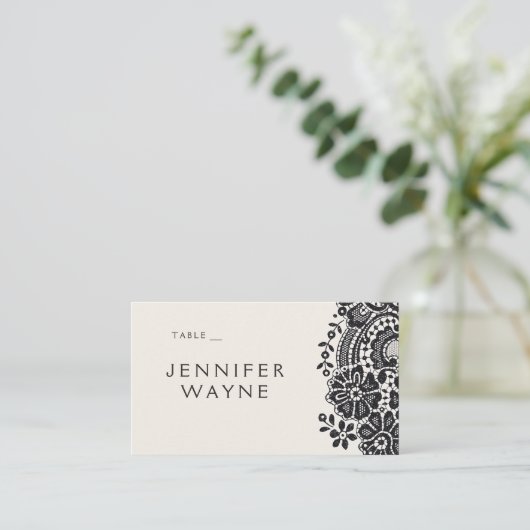 ブラックエレガントヴィンテージレ結婚ース座席表 プレイスカード (スタンド正面)