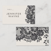ブラックエレガントヴィンテージレ結婚ース座席表 プレイスカード (正面/裏面)