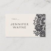 ブラックエレガントヴィンテージレ結婚ース座席表 プレイスカード (正面)