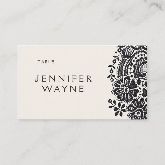 ブラックエレガントヴィンテージレ結婚ース座席表 プレイスカード (正面)