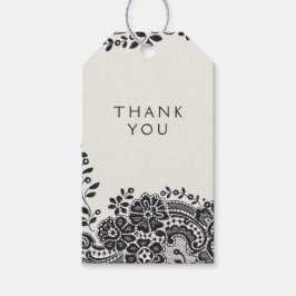 ブラックエレガントヴィンテージ結婚レース感謝していのお前 ギフトタグ