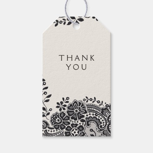 ブラックエレガントヴィンテージ結婚レース感謝していのお前 ギフトタグ (正面)